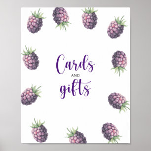 Póster Tarjetas de arándano color agua y regalos de bebé