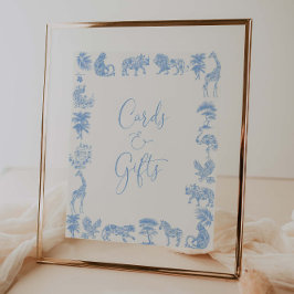 Póster Tarjetas De Baby Shower Toile De Jouy Safari Y Reg