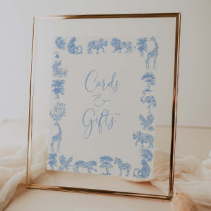Póster Tarjetas De Baby Shower Toile De Jouy Safari Y Reg