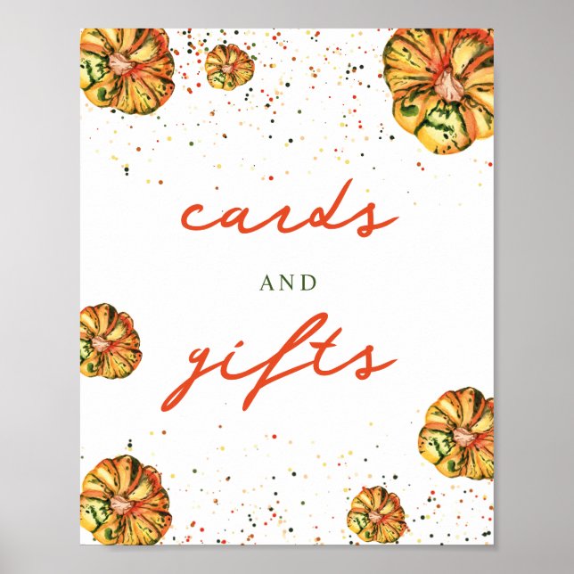 Póster Tarjetas de Baby Shower y regalos de la Calabaza d (Frente)