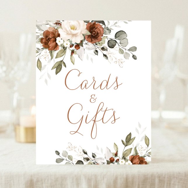 Póster Tarjetas de boda de verde crema herrumbre floral R (Subido por el creador)