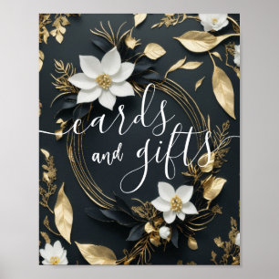 Póster Tarjetas de boda Regalos Moda Floral de oro blanco