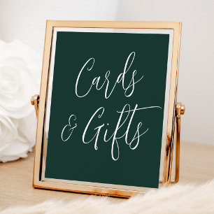 Póster Tarjetas de boda y regalos signo verde de guión si
