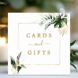 Póster Tarjetas de bodas y regalos de follaje tropical Ró