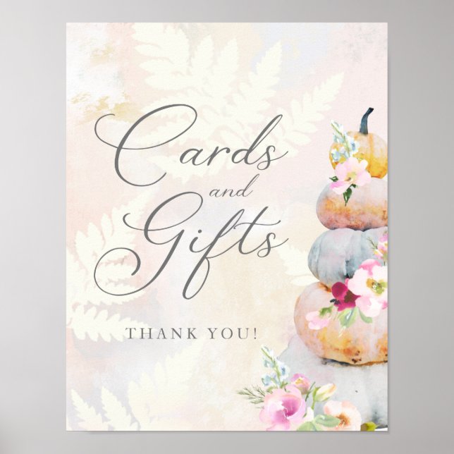 Póster Tarjetas de calabaza otoñal y Poster de Rótulo de  (Frente)