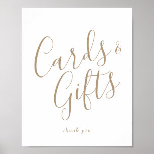 Póster Tarjetas de Caligrafía Dorada Elegante y Letrero d
