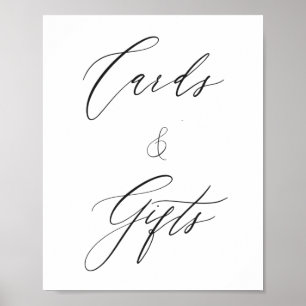 Póster Tarjetas de caligrafía y regalos sencillos y elega