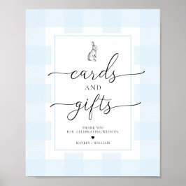 Póster Tarjetas de conejo Blue Gingham y regalos