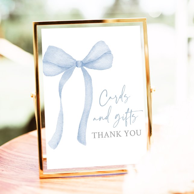 Póster Tarjetas de Coquette Blue Bow y Rótulo Baby Shower (Subido por el creador)