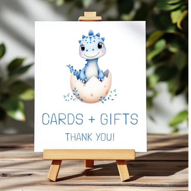 Póster Tarjetas de dinosaurio azul y Rótulo Baby Shower d (Subido por el creador)