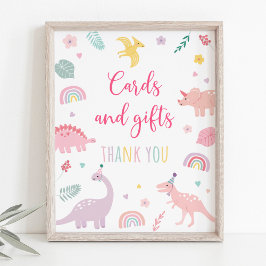Póster Tarjetas de dinosaurio y regalos del Boho rosado R