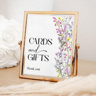 Póster Tarjetas de ducha con flores silvestres Boho y reg