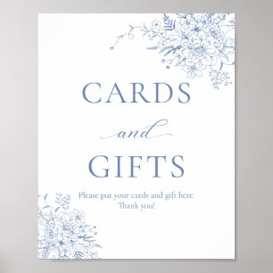 Póster Tarjetas de ducha de la novia azul y regalos