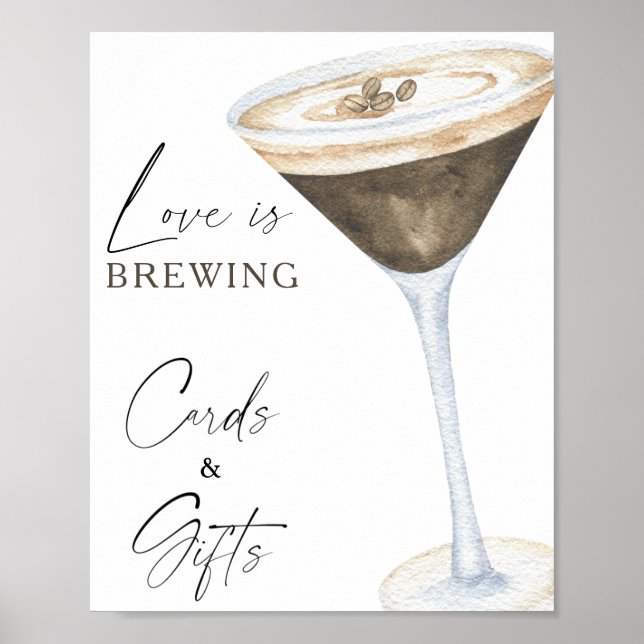 Póster Tarjetas de ducha de novia Espresso Martini (Frente)