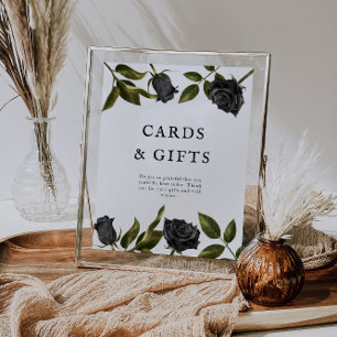 Póster Tarjetas de ducha de novia gótica blanca y Rótulo