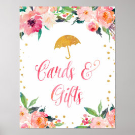 Póster Tarjetas de ducha Gold Floral April