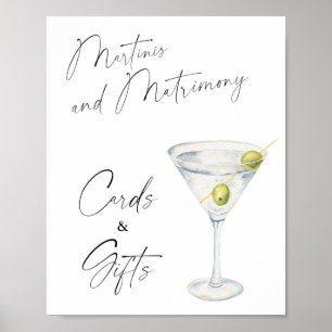 Póster Tarjetas de ducha martini para novias