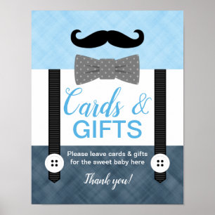Póster Tarjetas de ducha para bebés y regalos firman azul