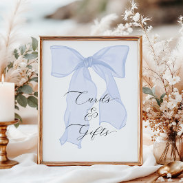 Póster Tarjetas de fiesta de cumpleaños Blue Bow Coquette