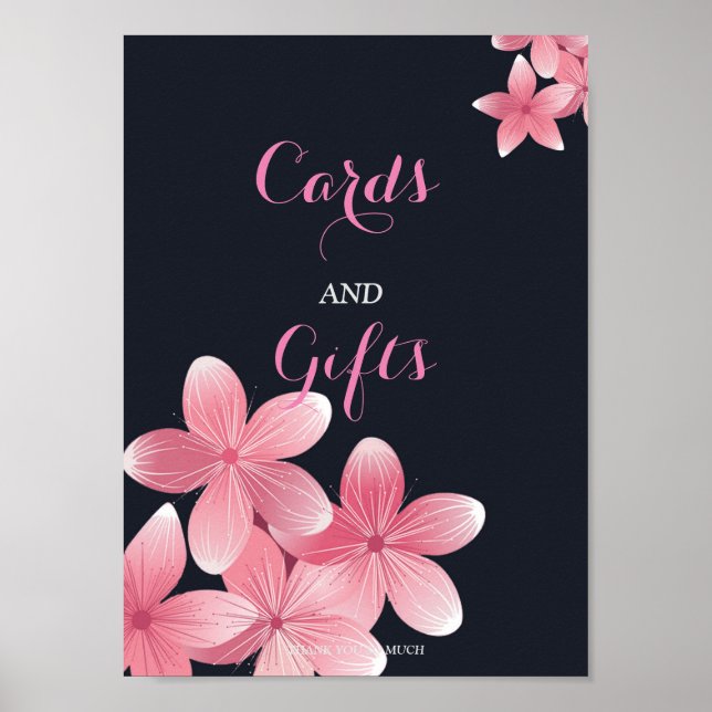 Póster Tarjetas de flores de cerezo y regalos (Frente)