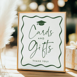 Póster Tarjetas de graduación y regalos de Wavy Green Mod