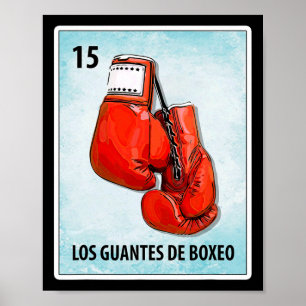 Póster Tarjetas de guantes mexicanos de boxeo Los Guantes