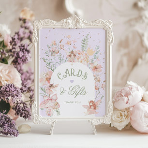 Póster Tarjetas de hadas y regalos Cumpleaños púrpura cap