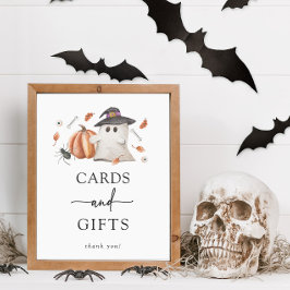Póster Tarjetas de Halloween y regalos Rótulo Baby Shower