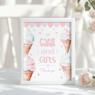 Póster Tarjetas de helado y regalos cumpleaños pastel