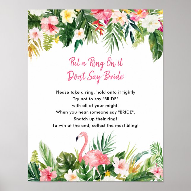 Póster Tarjetas de juego Tropical Bridal Shower Ring (Frente)
