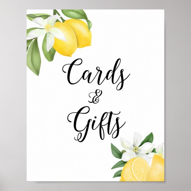 Póster Tarjetas de limón y regalos Fiesta Mesa Rótulo de  (Frente)