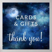 Tarjetas de luna del cielo lunar y regalos Rótulo