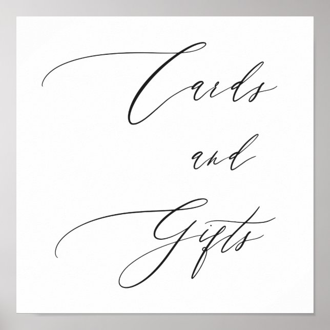 Póster Tarjetas de matrimonio y regalos de caligrafía sim (Frente)