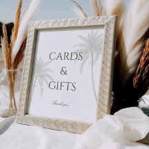 Tarjetas de matrimonio y regalos de palmeras antig