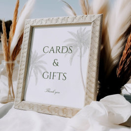Póster Tarjetas de matrimonio y regalos de palmeras antig