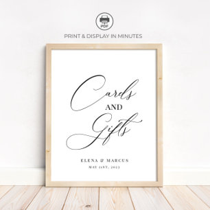 Póster Tarjetas de matrimonio y regalos Rótulo elegante m