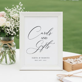 Póster Tarjetas de matrimonio y regalos Rótulo elegante m