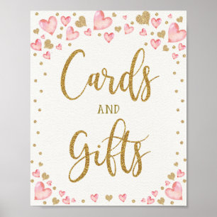 Póster Tarjetas de oro rosado para tarjetas regalo Baby S