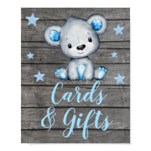 Tarjetas de oso azul y Rótulos de regalo Rótulo de