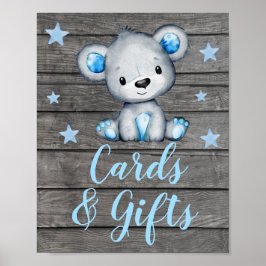 Póster Tarjetas de oso azul y Rótulos de regalo Rótulo de