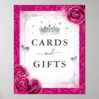 Tarjetas de plata de Fuchsia y regalos Rótulo Fies