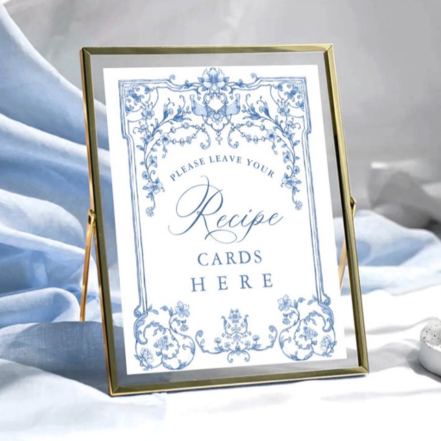 Póster Tarjetas de Receta Azul Floral de Gracia Ornate Vi (Subido por el creador)