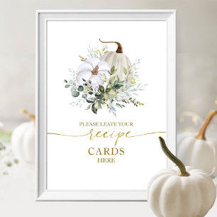 Póster Tarjetas de Receta de Ducha de Novia de Calabaza d