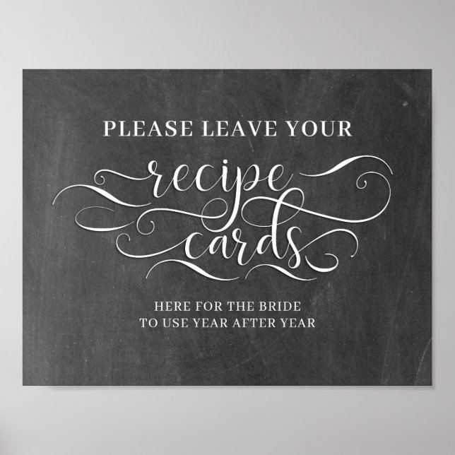 Póster Tarjetas De Receta Para El Rótulo Boda De Novia (Frente)