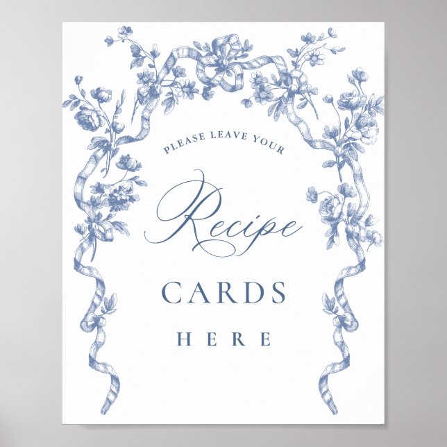 Póster Tarjetas de recetas azul de Grace Dusty Ornate de  (Frente)