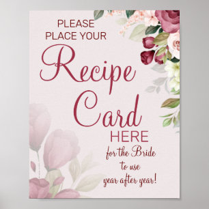 Póster Tarjetas de recetas de acuarela para el juego de l