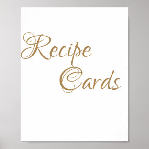 Póster Tarjetas de Recetas de Caligrafía Dorada Letrero p