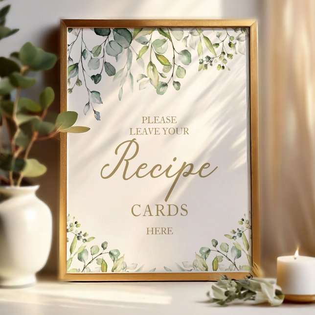 Póster Tarjetas de Recetas de Desayuno de Boda con Verde  (Subido por el creador)