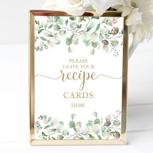 Póster Tarjetas de Recetas de Ducha de Novia con Verdor S
