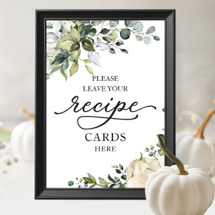 Póster Tarjetas de Recetas de Ducha de Novia de Calabaza 
